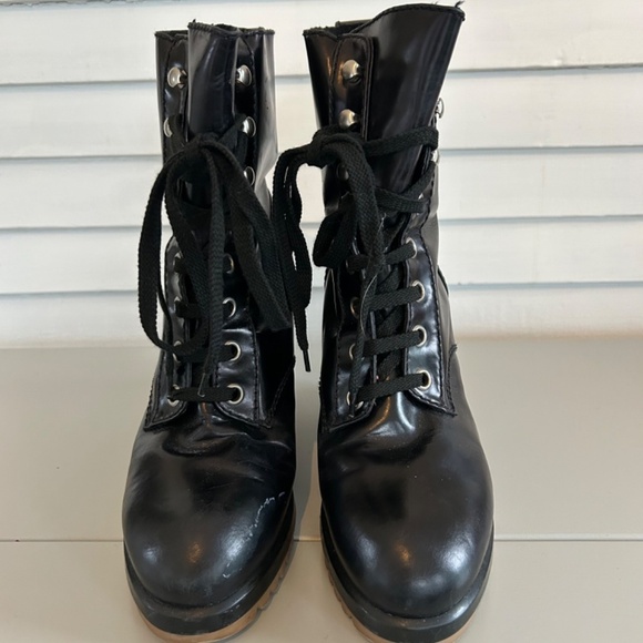 Marc Jacobs Runway Black Leather Lace Up Wedge Boots Sz 40 - Picture 4 of 12